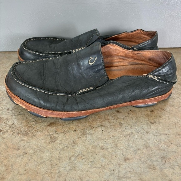 Olukai Moloa Black Leather Slip-On‎ Loafers Men’s Size 8.5 main image 6